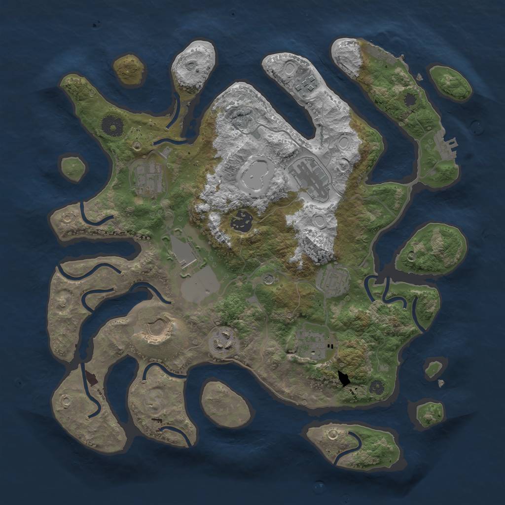 Rust Map: Procedural Map, Size: 3500, Seed: 231277647, 20 Monuments