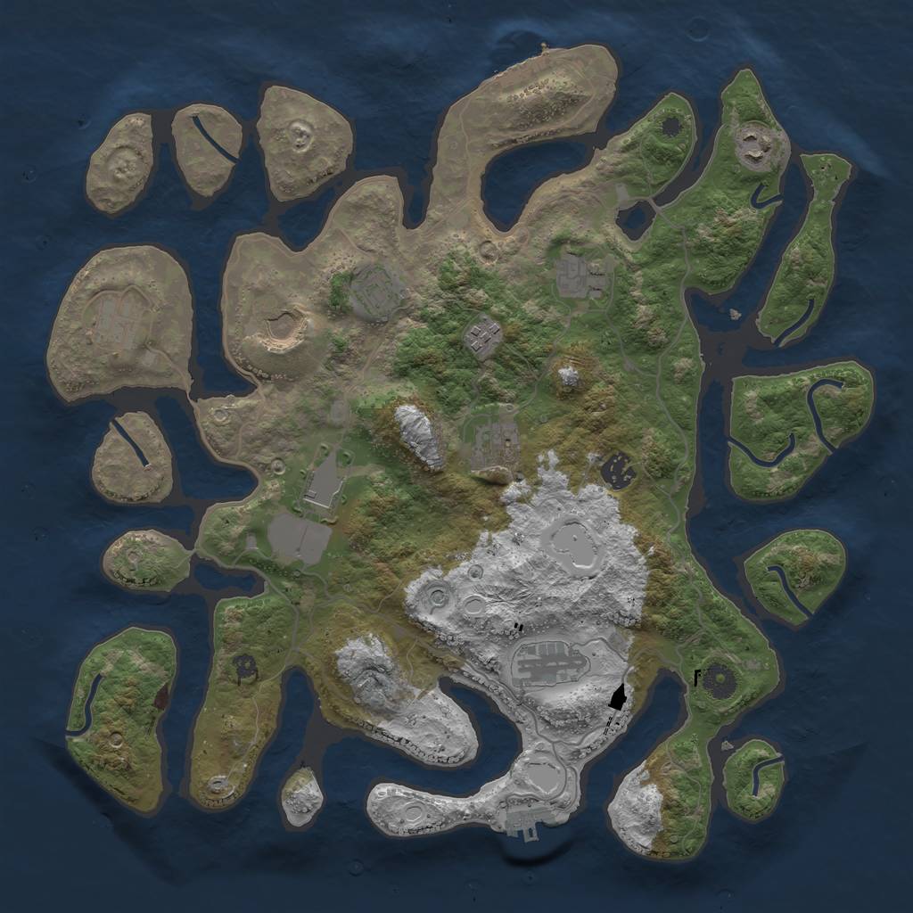 Rust Map: Procedural Map, Size: 4000, Seed: 2423331, 21 Monuments