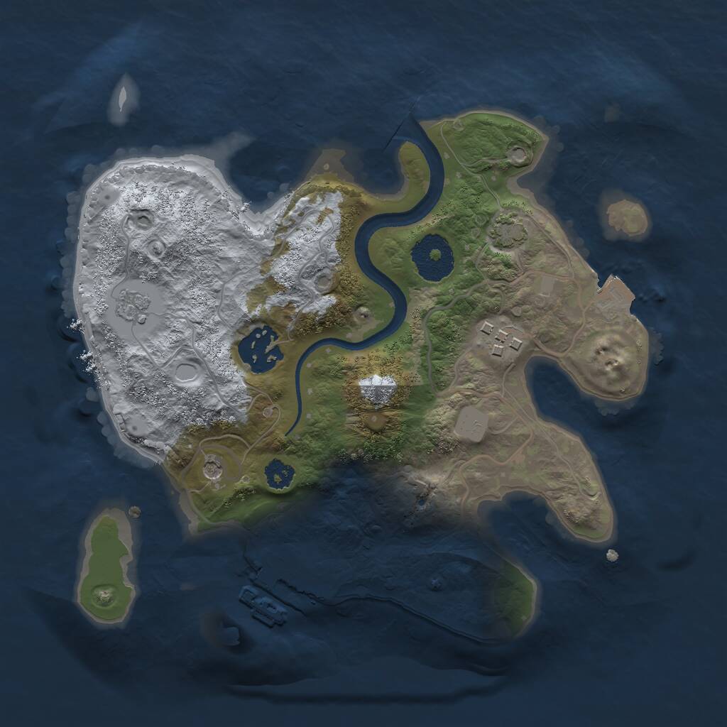 Rust Map: Procedural Map, Size: 2500, Seed: 1624225193, 7 Monuments