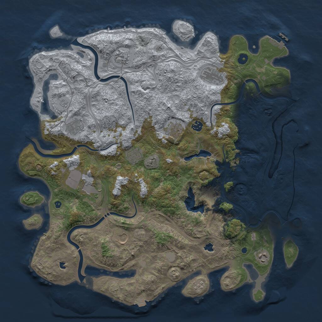 Rust Map: Procedural Map, Size: 4600, Seed: 80143150, 16 Monuments