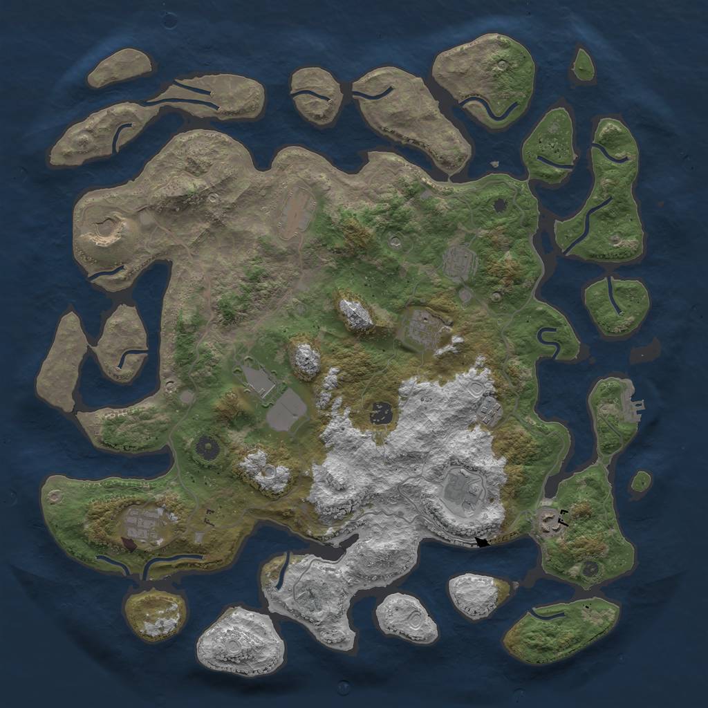 Rust Map: Procedural Map, Size: 4500, Seed: 997351955, 20 Monuments
