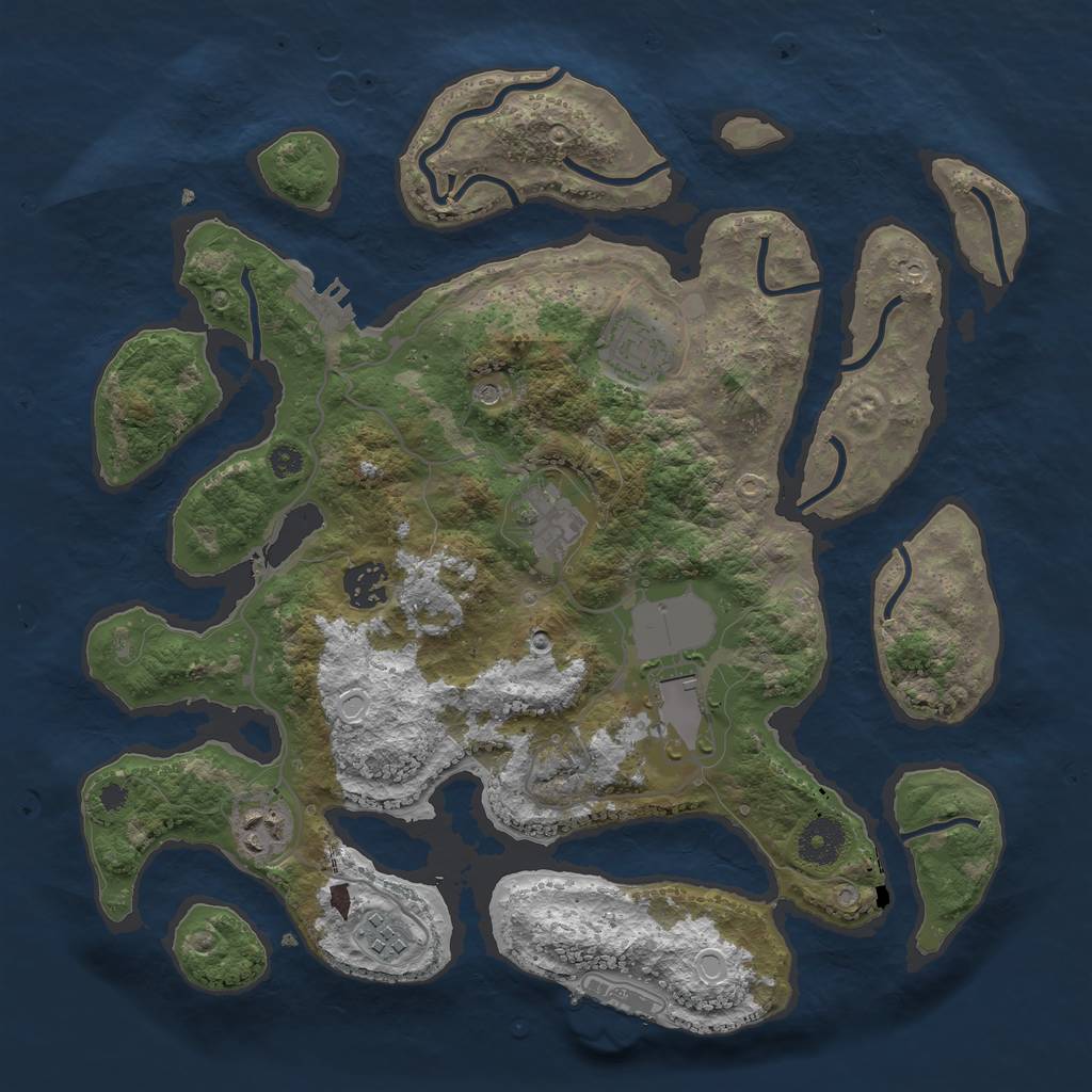 Rust Map: Procedural Map, Size: 3500, Seed: 87565, 17 Monuments