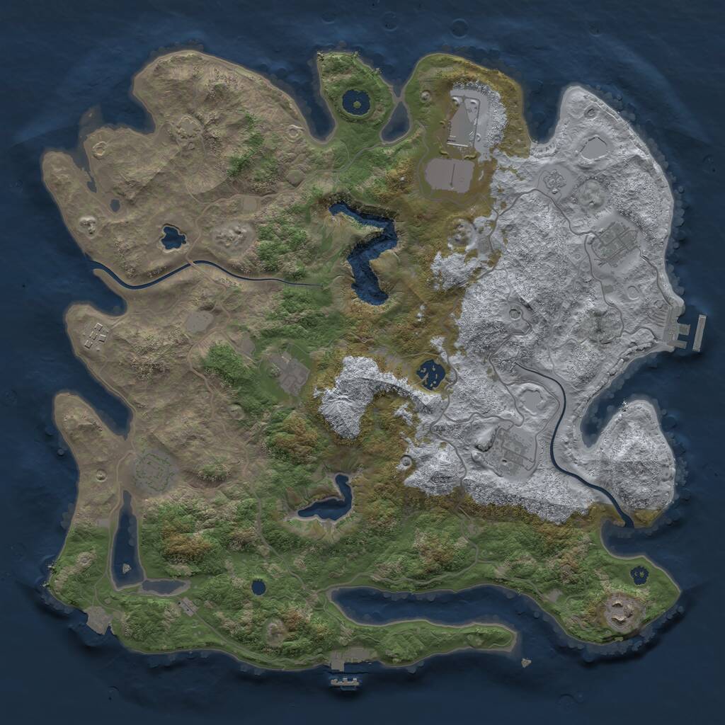 Rust Map: Procedural Map, Size: 4000, Seed: 345234900, 14 Monuments