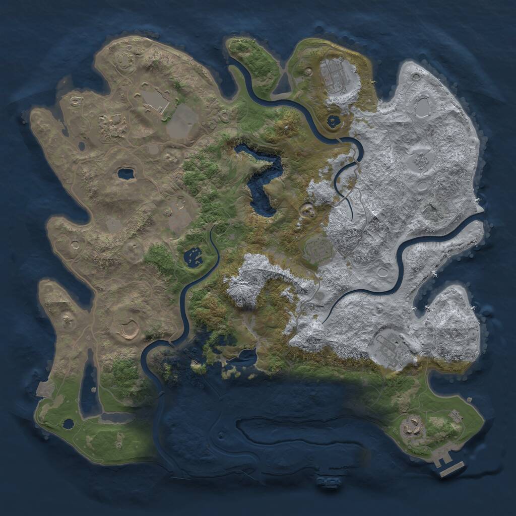 Rust Map: Procedural Map, Size: 4000, Seed: 345234900, 16 Monuments