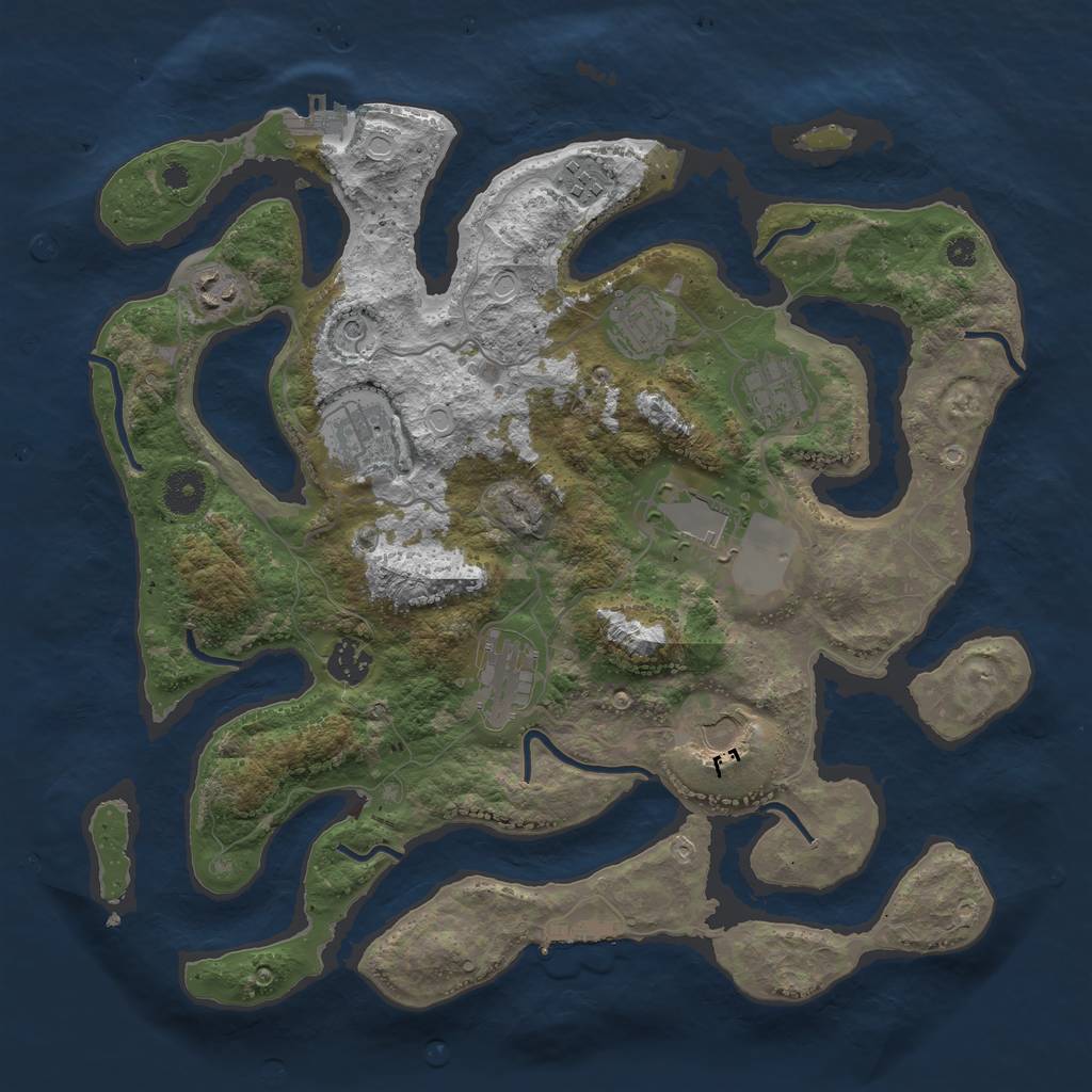 Rust Map: Procedural Map, Size: 3750, Seed: 552436909, 20 Monuments