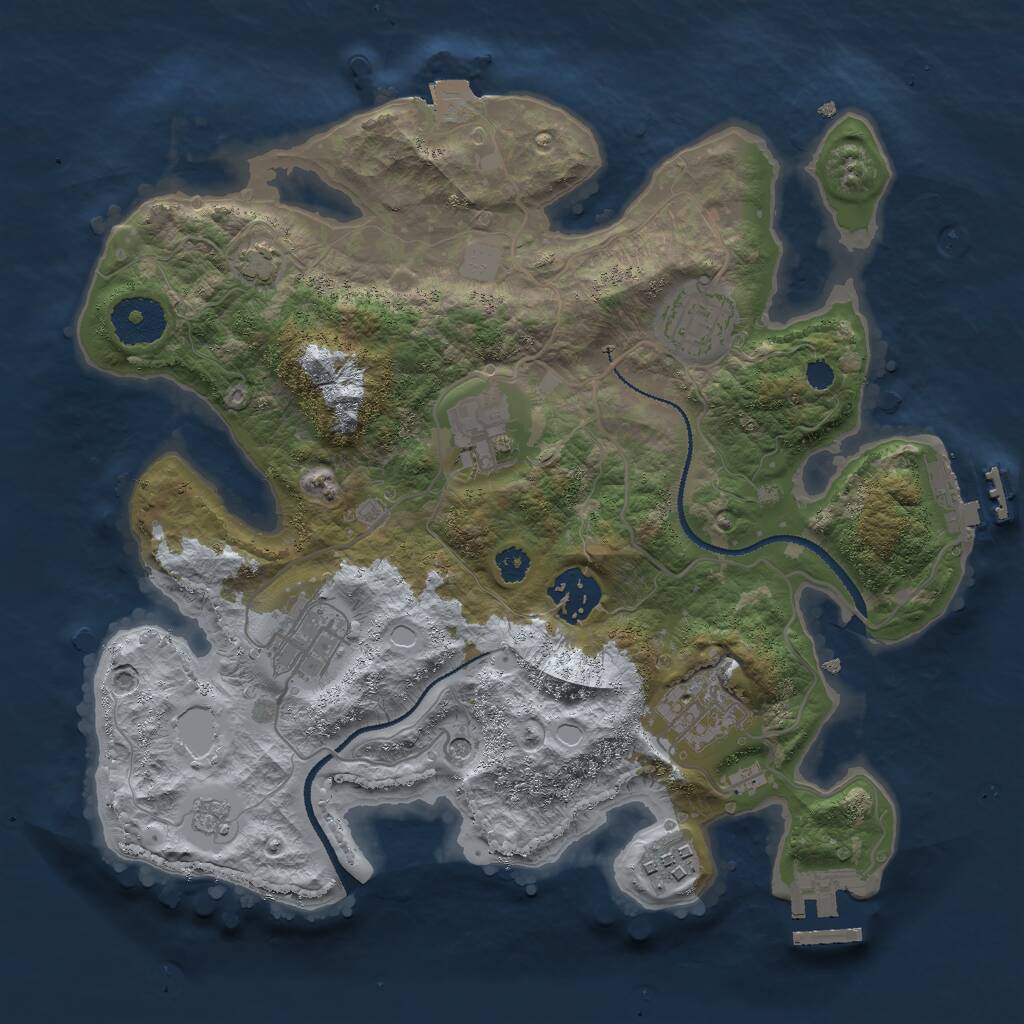 Rust Map: Procedural Map, Size: 3000, Seed: 12442, 12 Monuments