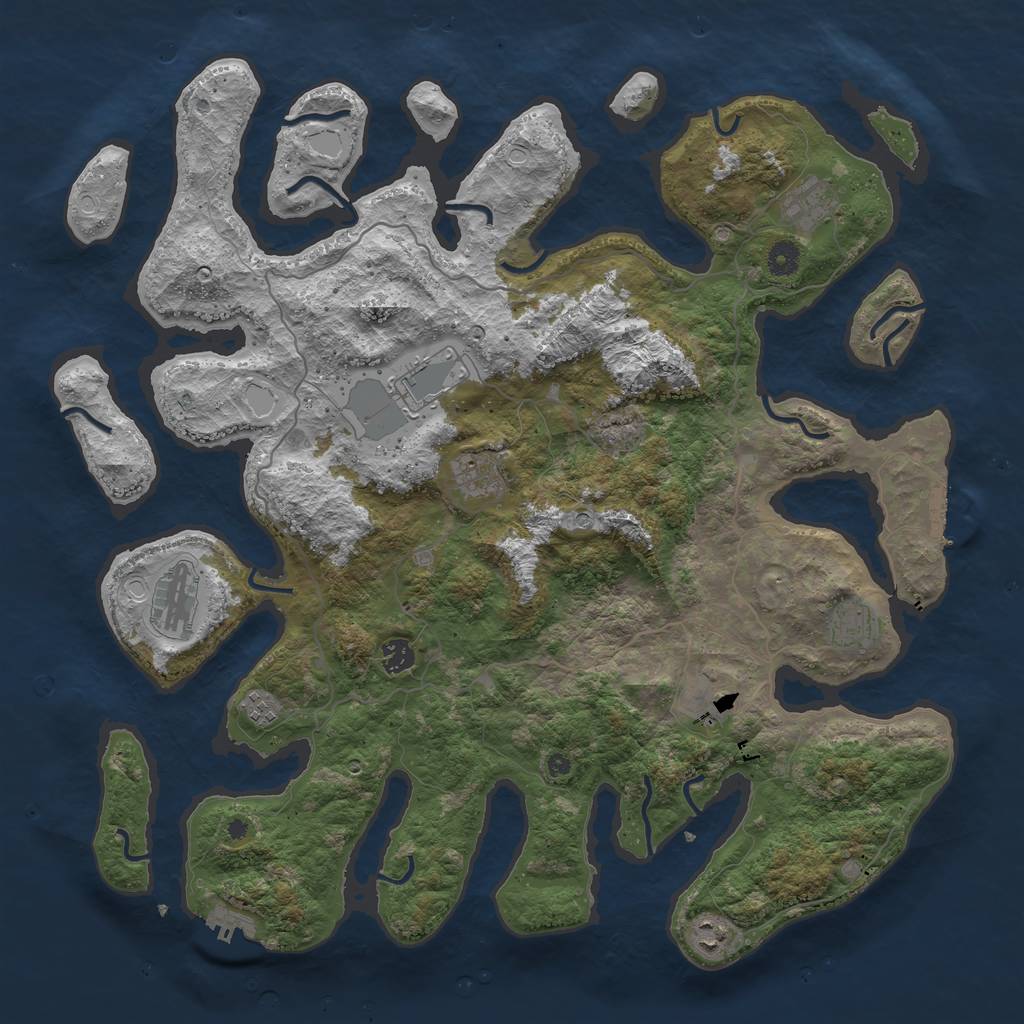 Rust Map: Procedural Map, Size: 4500, Seed: 376349583, 20 Monuments