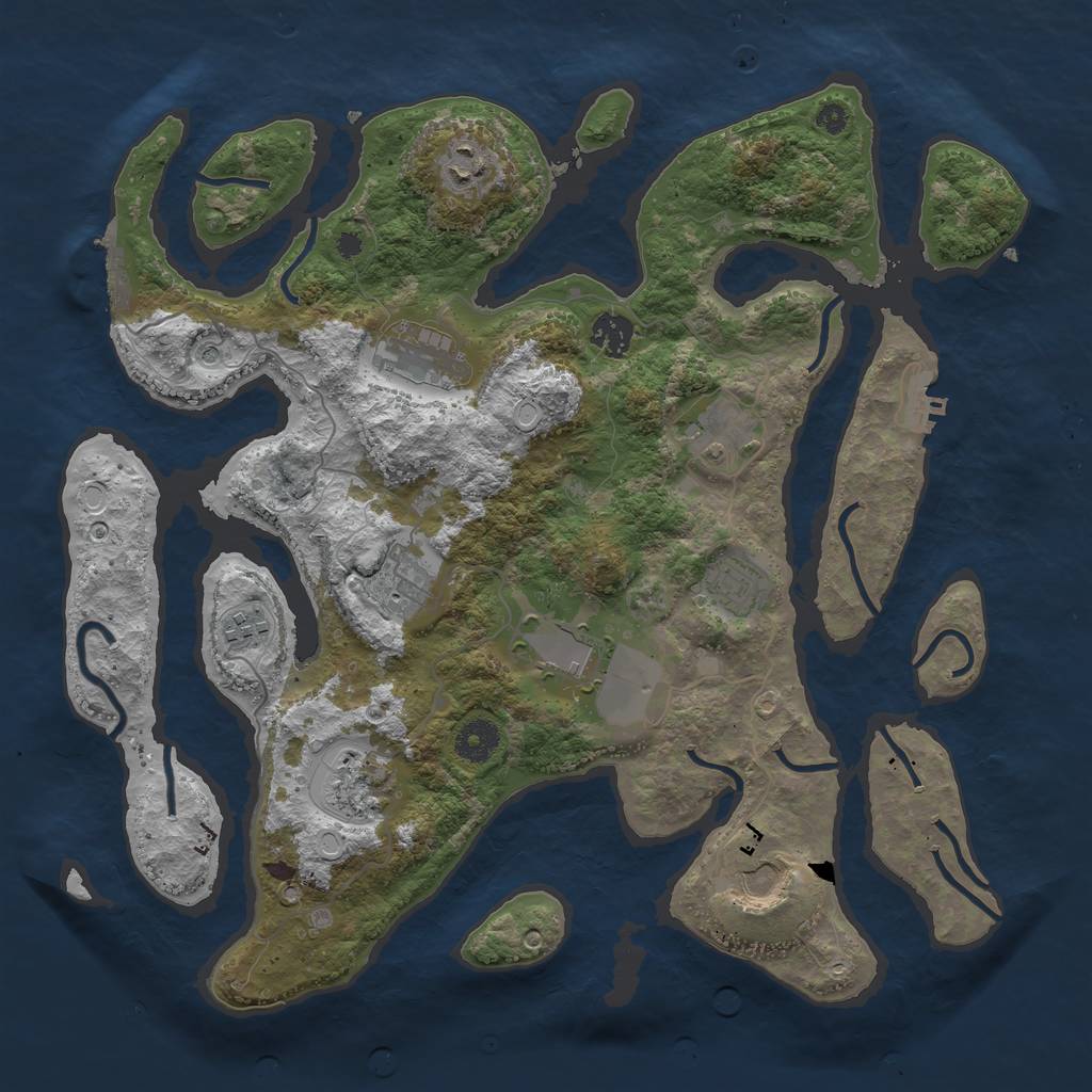 Rust Map: Procedural Map, Size: 3800, Seed: 43635786, 21 Monuments