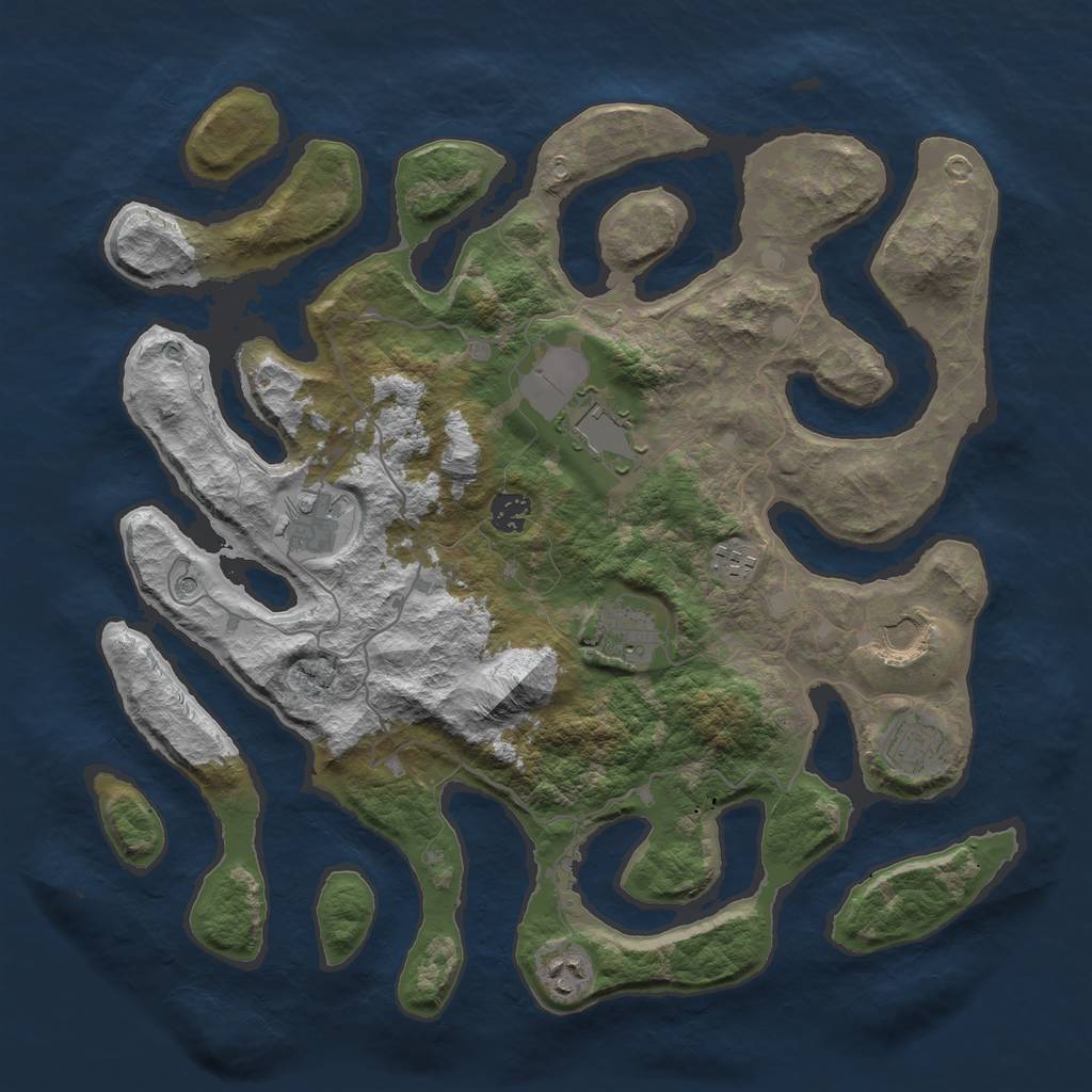 Rust Map: Barren, Size: 4000, Seed: 15615, 11 Monuments