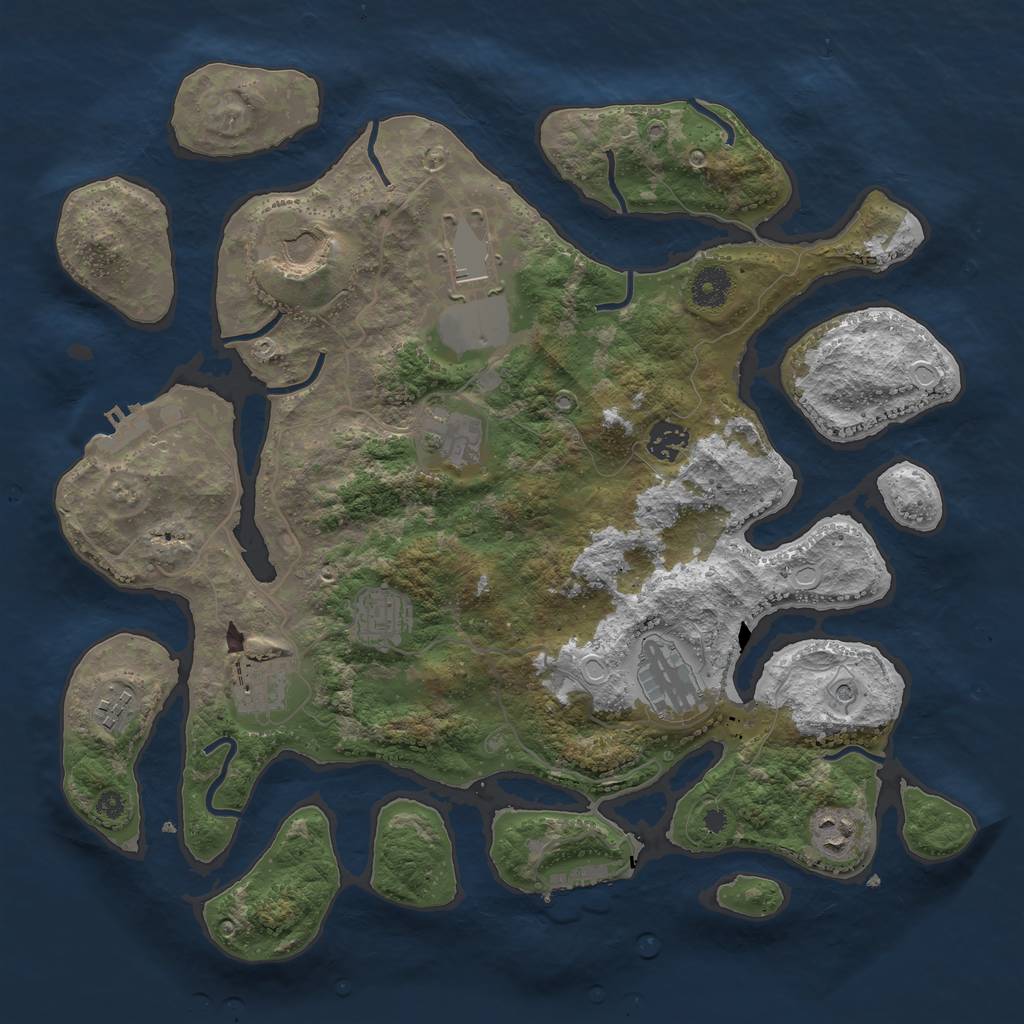 Rust Map: Procedural Map, Size: 3800, Seed: 707981366, 20 Monuments