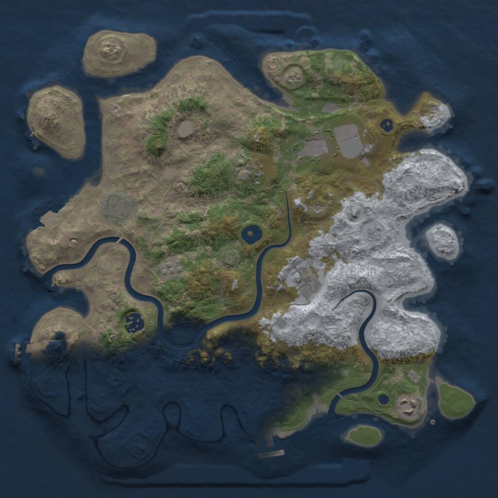 Rust Map: Procedural Map, Size: 3800, Seed: 707981366, 13 Monuments