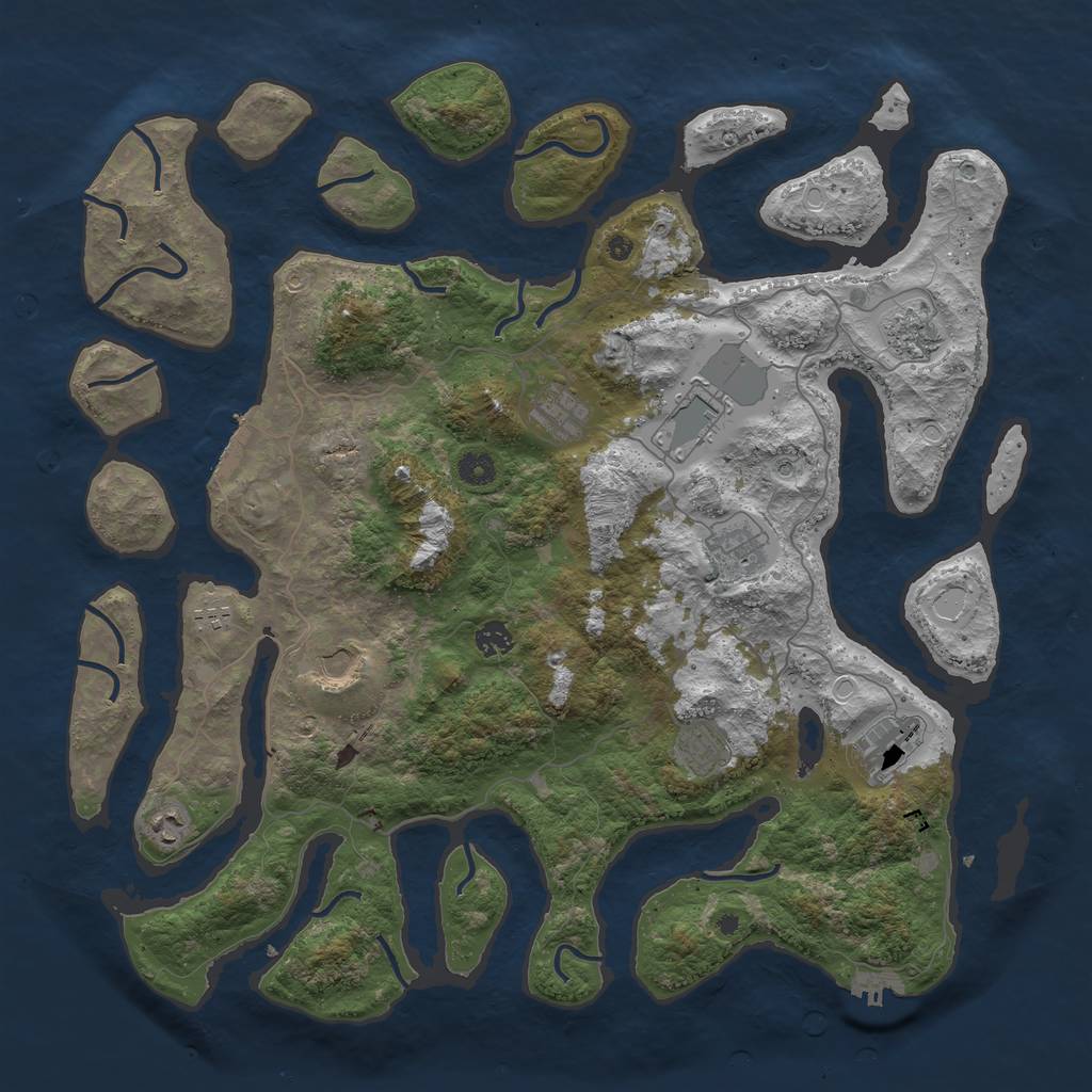 Rust Map: Procedural Map, Size: 4500, Seed: 483572929, 21 Monuments