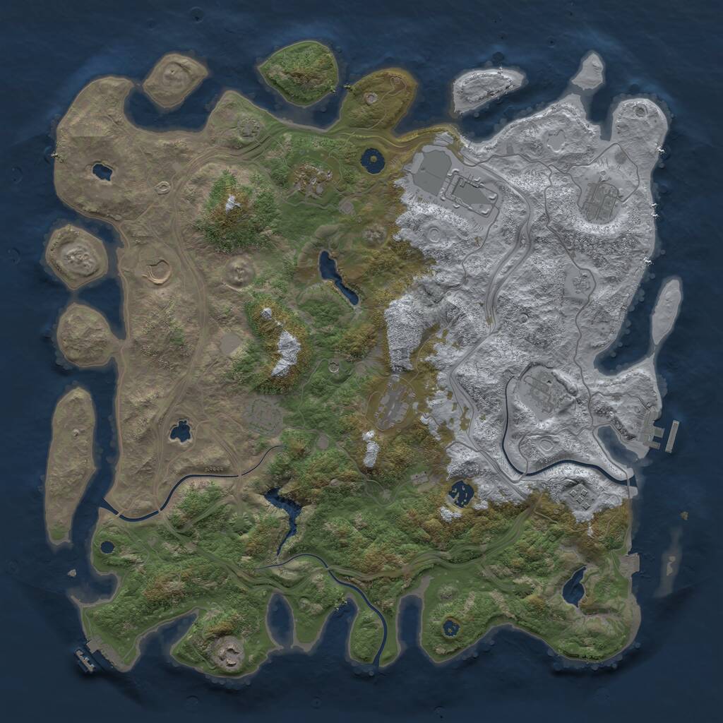Rust Map: Procedural Map, Size: 4500, Seed: 483572929, 16 Monuments