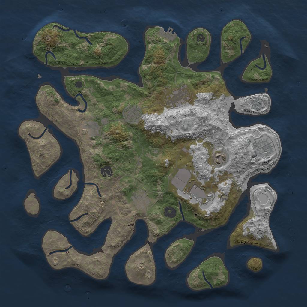 Rust Map: Procedural Map, Size: 3800, Seed: 181, 18 Monuments