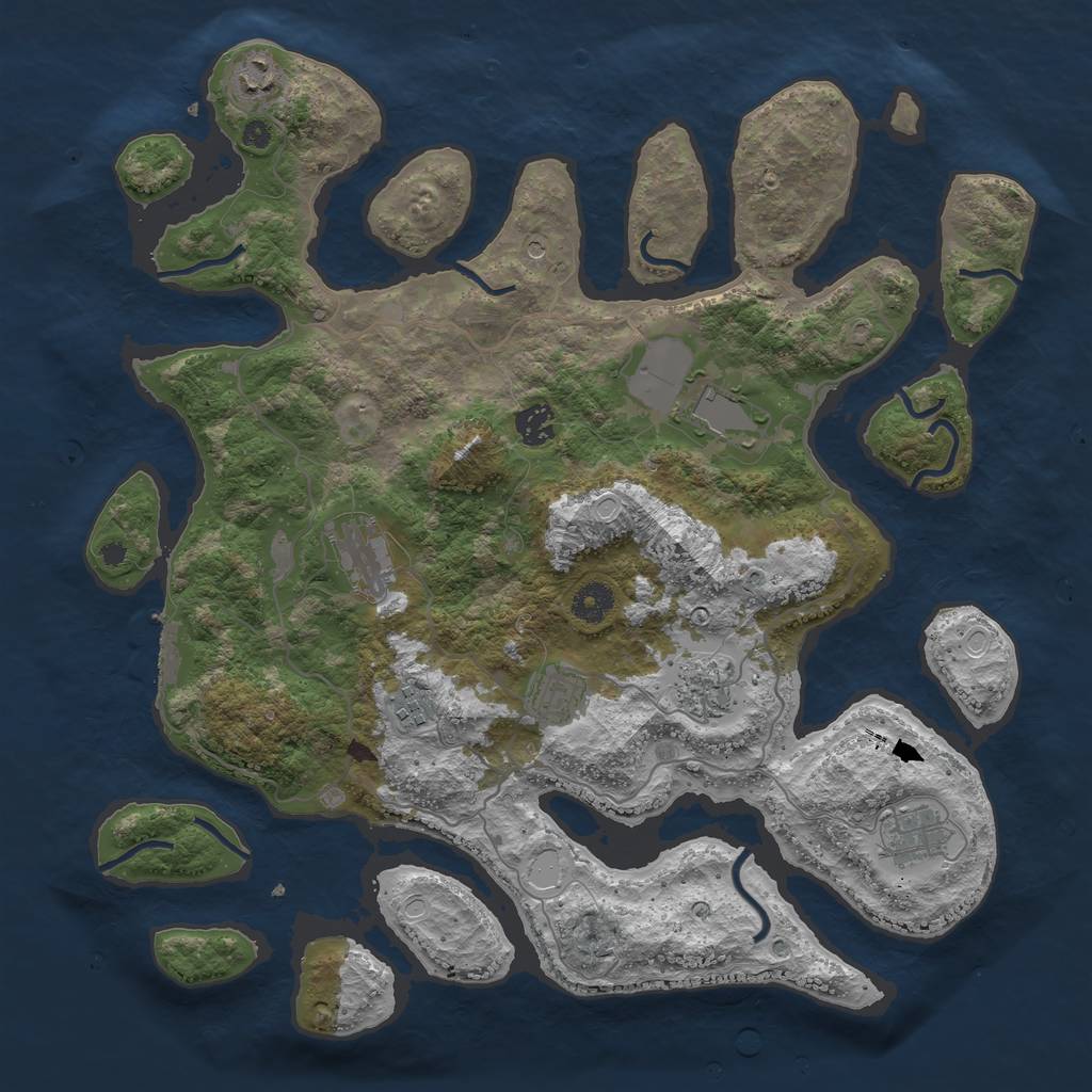 Rust Map: Procedural Map, Size: 4000, Seed: 1834567290, 18 Monuments