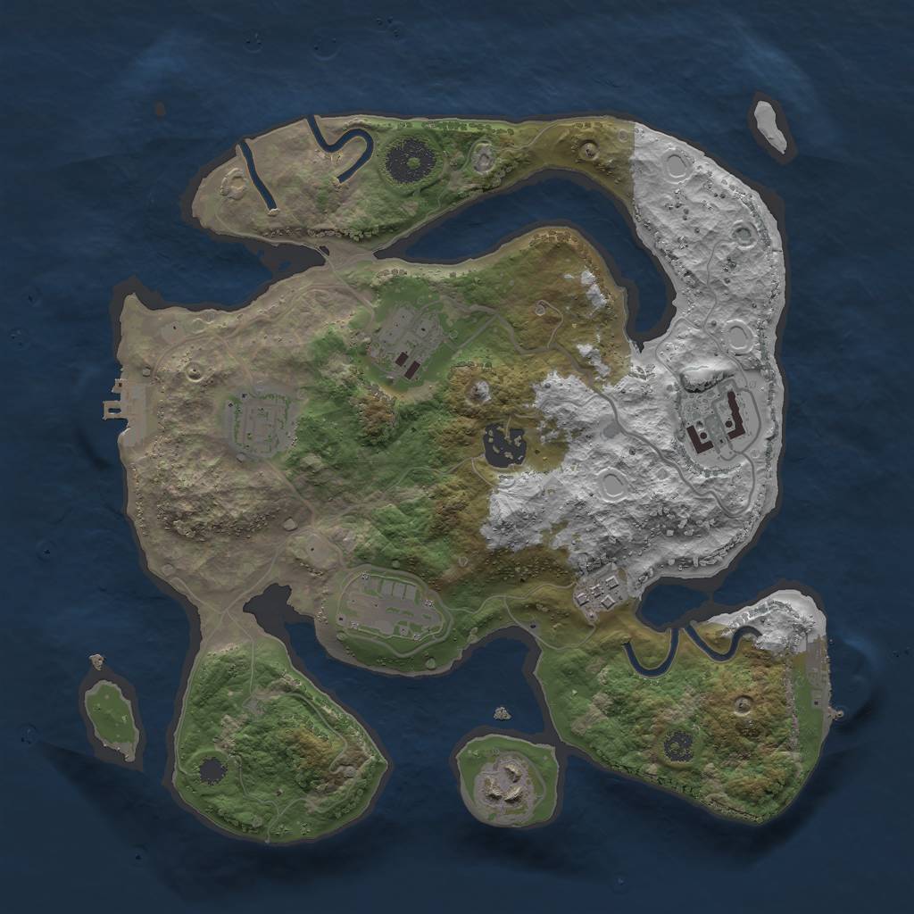 Rust Map: Procedural Map, Size: 3000, Seed: 1890021259, 17 Monuments