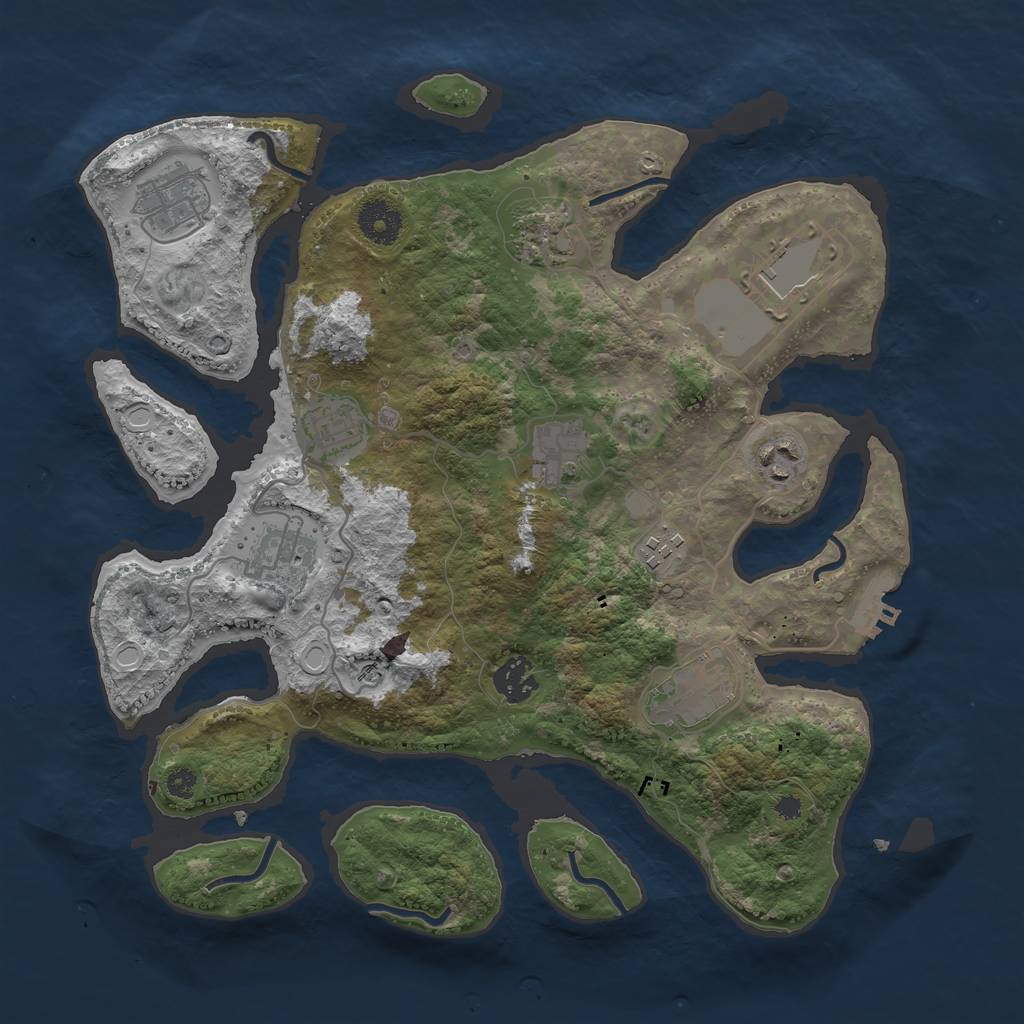 Rust Map: Procedural Map, Size: 3500, Seed: 1127725161, 20 Monuments