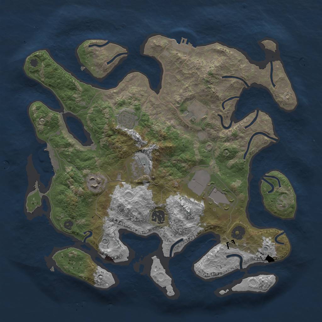 Rust Map: Procedural Map, Size: 3500, Seed: 157843254, 17 Monuments