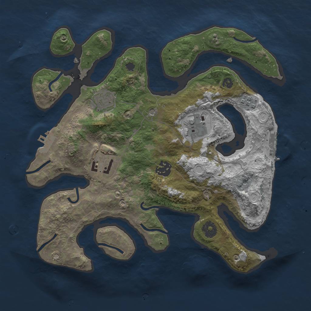 Rust Map: Procedural Map, Size: 3000, Seed: 597604, 16 Monuments