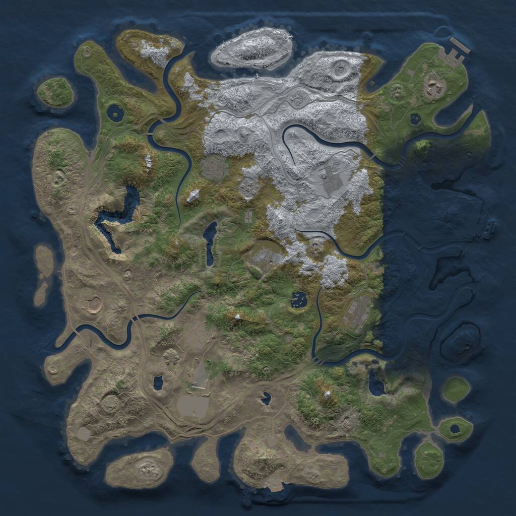 Rust Map: Procedural Map, Size: 4500, Seed: 990478836, 16 Monuments