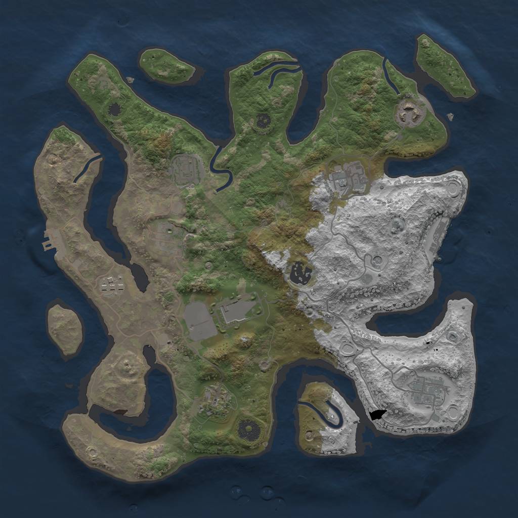 Rust Map: Procedural Map, Size: 3500, Seed: 1028597995, 20 Monuments