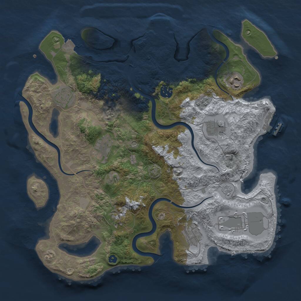 Rust Map: Procedural Map, Size: 3500, Seed: 1028597995, 15 Monuments
