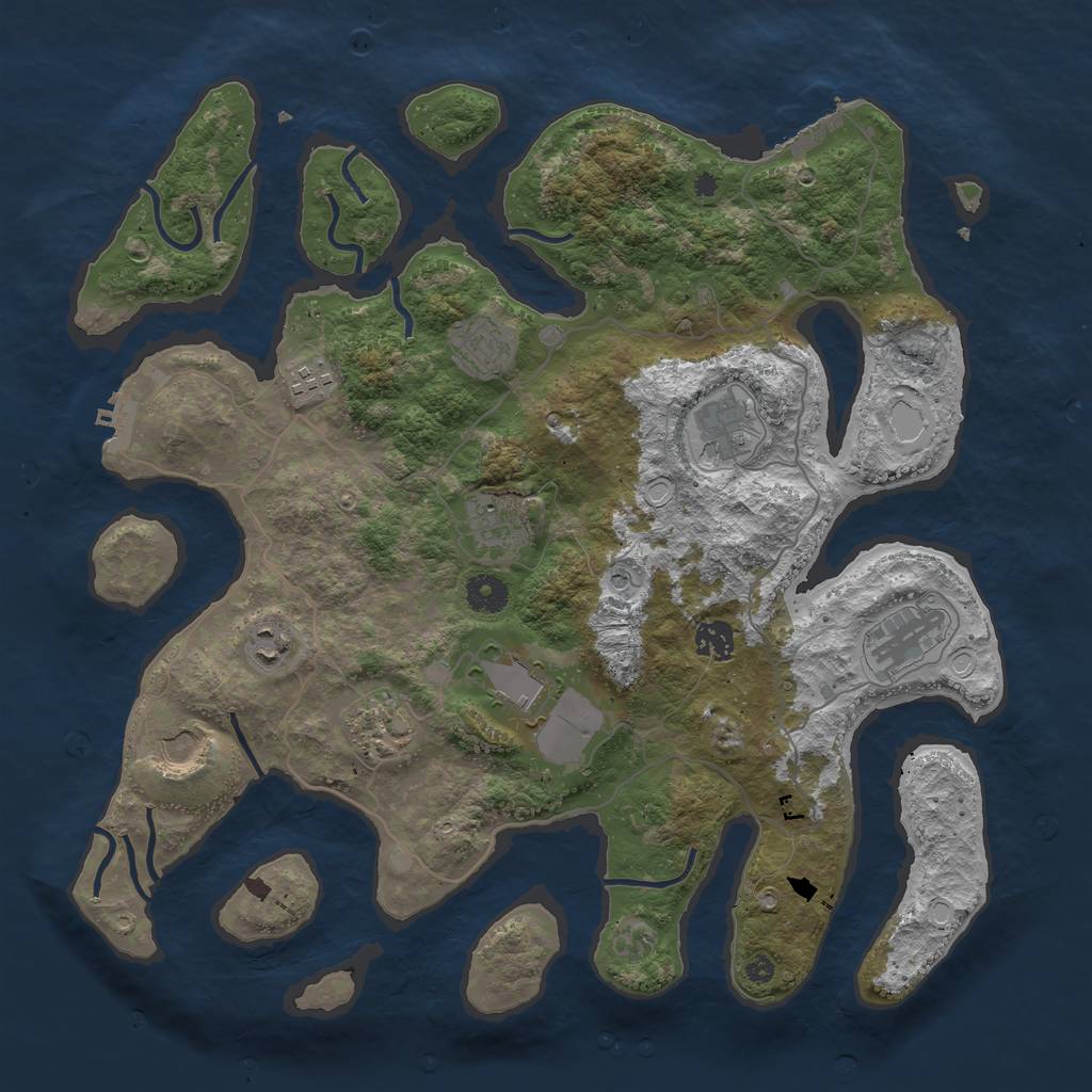 Rust Map: Procedural Map, Size: 4000, Seed: 124669, 21 Monuments