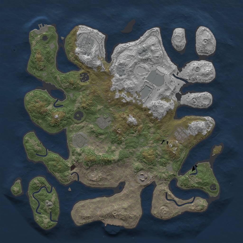 Rust Map: Procedural Map, Size: 3800, Seed: 555944469, 19 Monuments