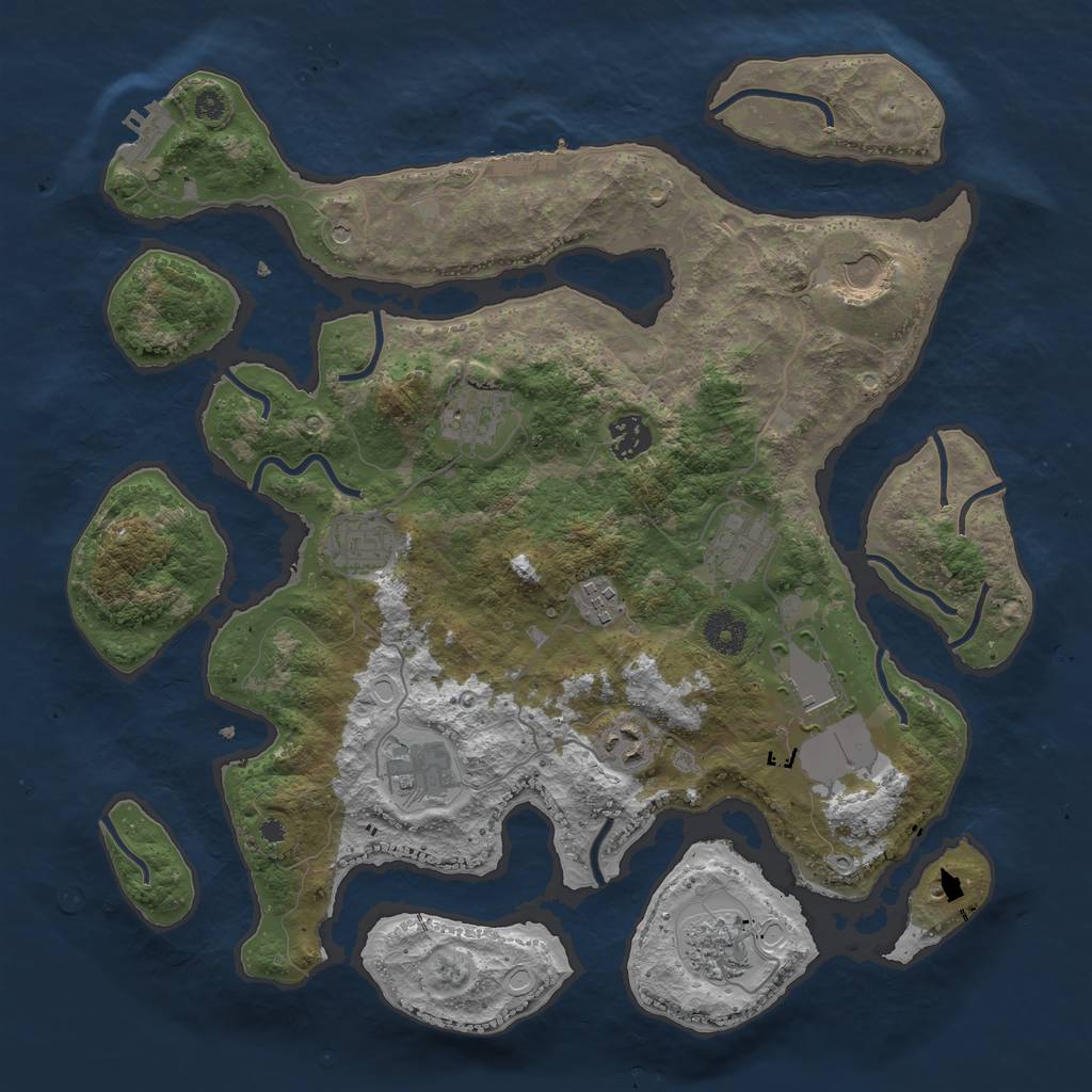 Rust Map: Procedural Map, Size: 3750, Seed: 50561476, 21 Monuments