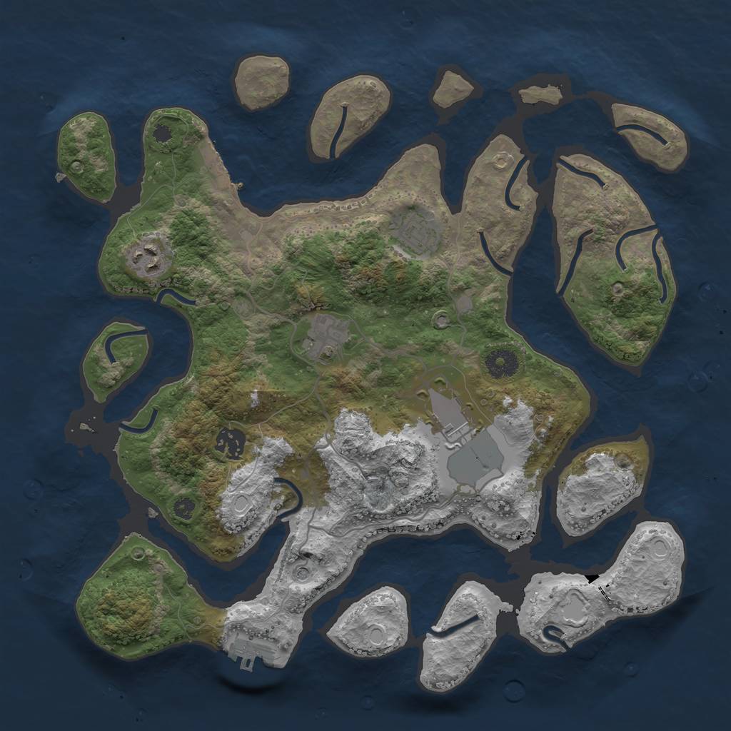 Rust Map: Procedural Map, Size: 3500, Seed: 2130548634, 16 Monuments