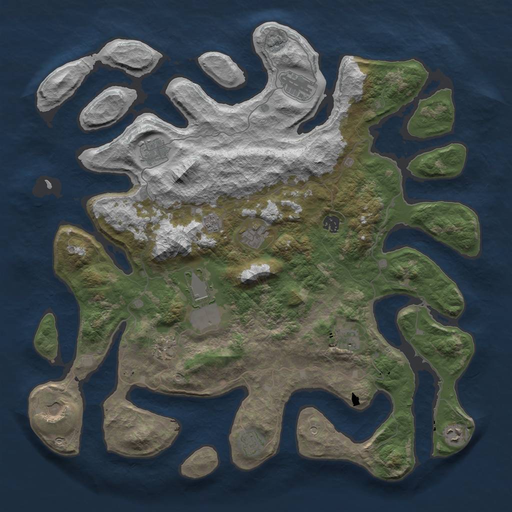 Rust Map: Barren, Size: 4500, Seed: 61308, 14 Monuments