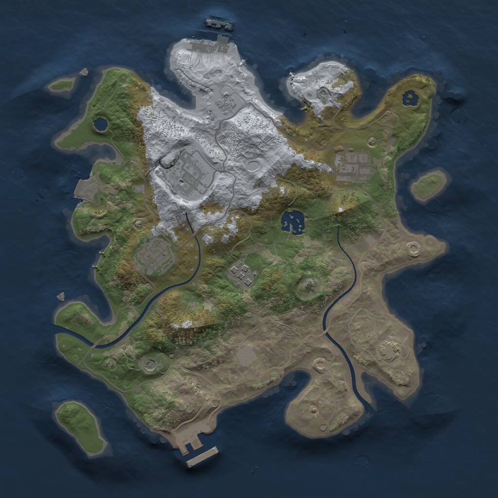 Rust Map: Procedural Map, Size: 3000, Seed: 886, 11 Monuments