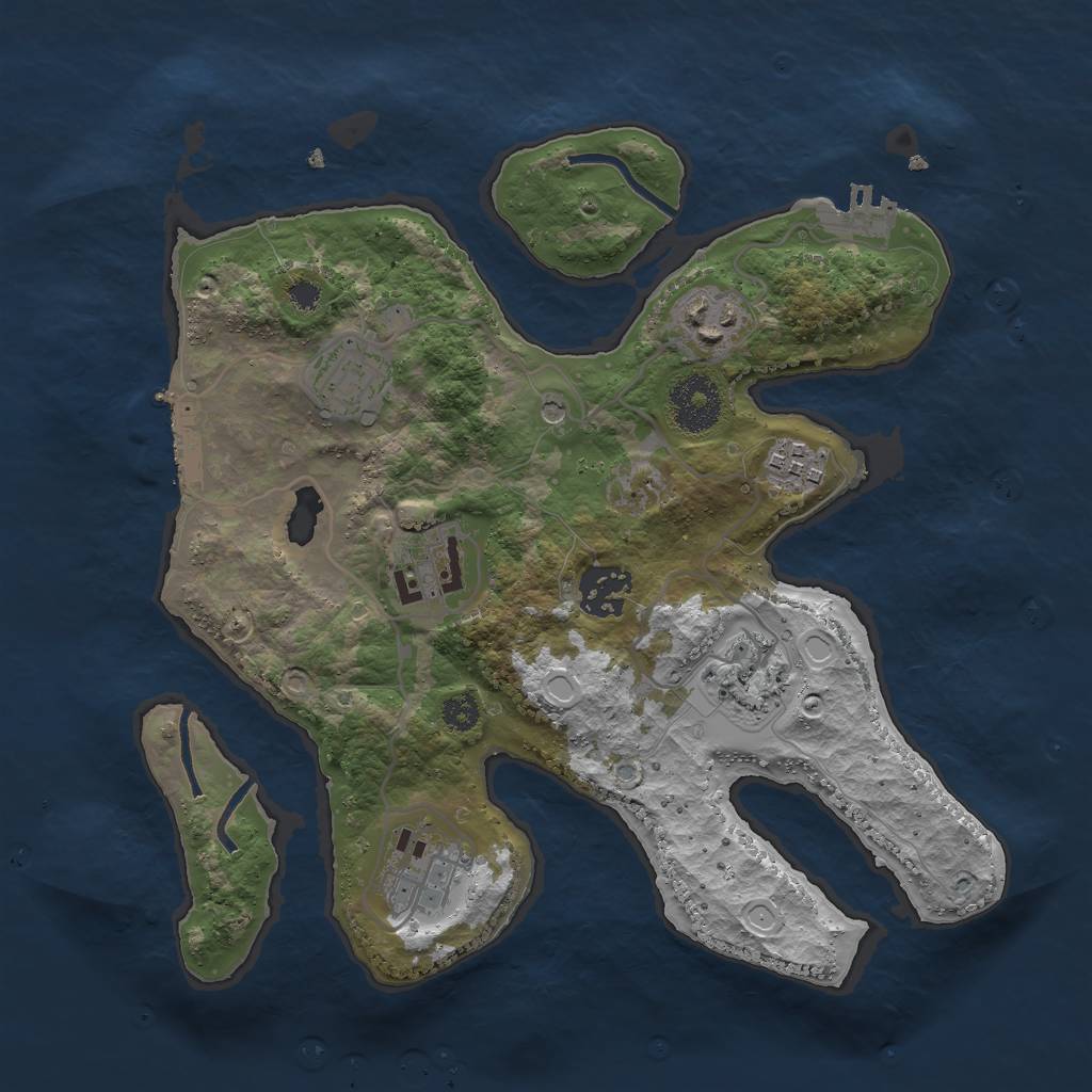 Rust Map: Procedural Map, Size: 3000, Seed: 99587055, 18 Monuments