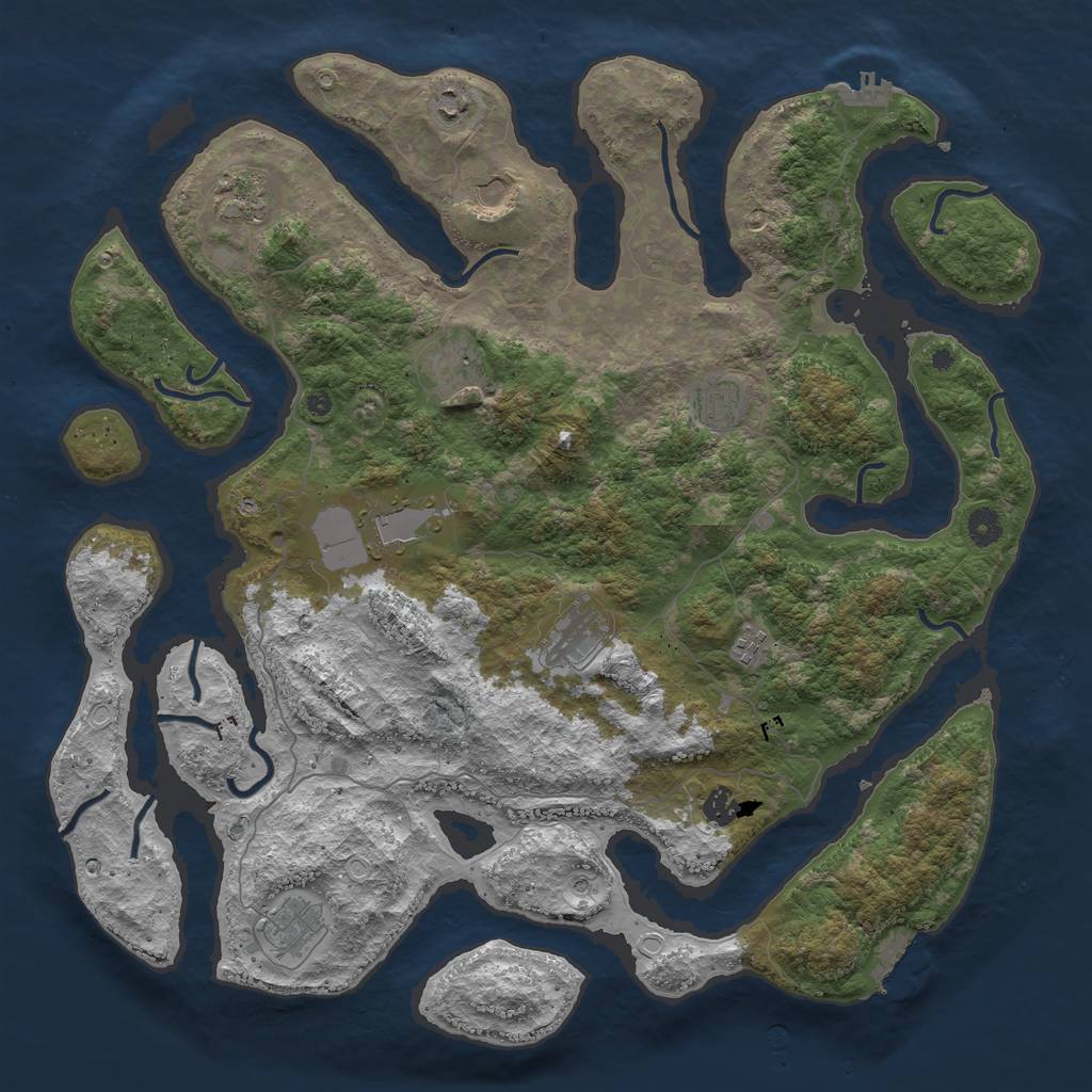 Rust Map: Procedural Map, Size: 4500, Seed: 3619319, 21 Monuments