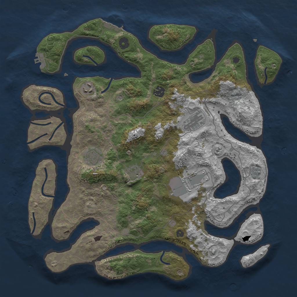 Rust Map: Procedural Map, Size: 4000, Seed: 42348, 18 Monuments