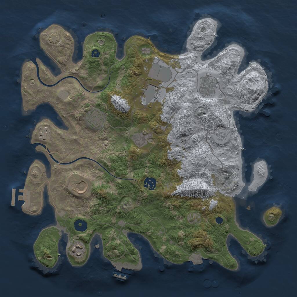 Rust Map: Procedural Map, Size: 3500, Seed: 452465907, 14 Monuments