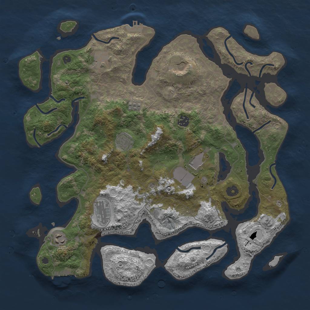 Rust Map: Procedural Map, Size: 4000, Seed: 1633144450, 19 Monuments