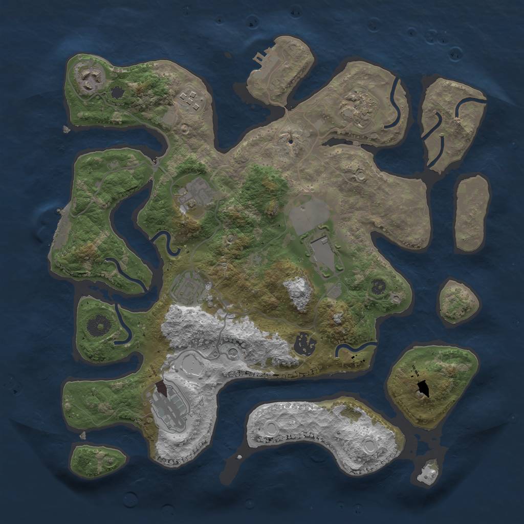 Rust Map: Procedural Map, Size: 3500, Seed: 1574525671, 19 Monuments