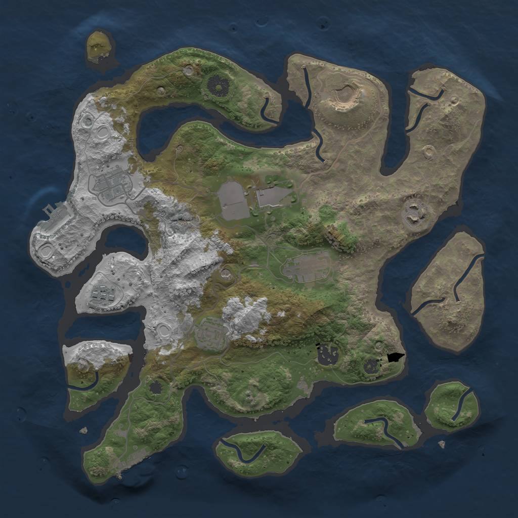 Rust Map: Procedural Map, Size: 3500, Seed: 2240, 19 Monuments