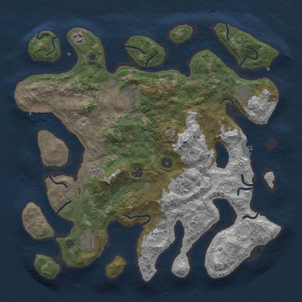 Rust Map: Procedural Map, Size: 4000, Seed: 860345236, 18 Monuments