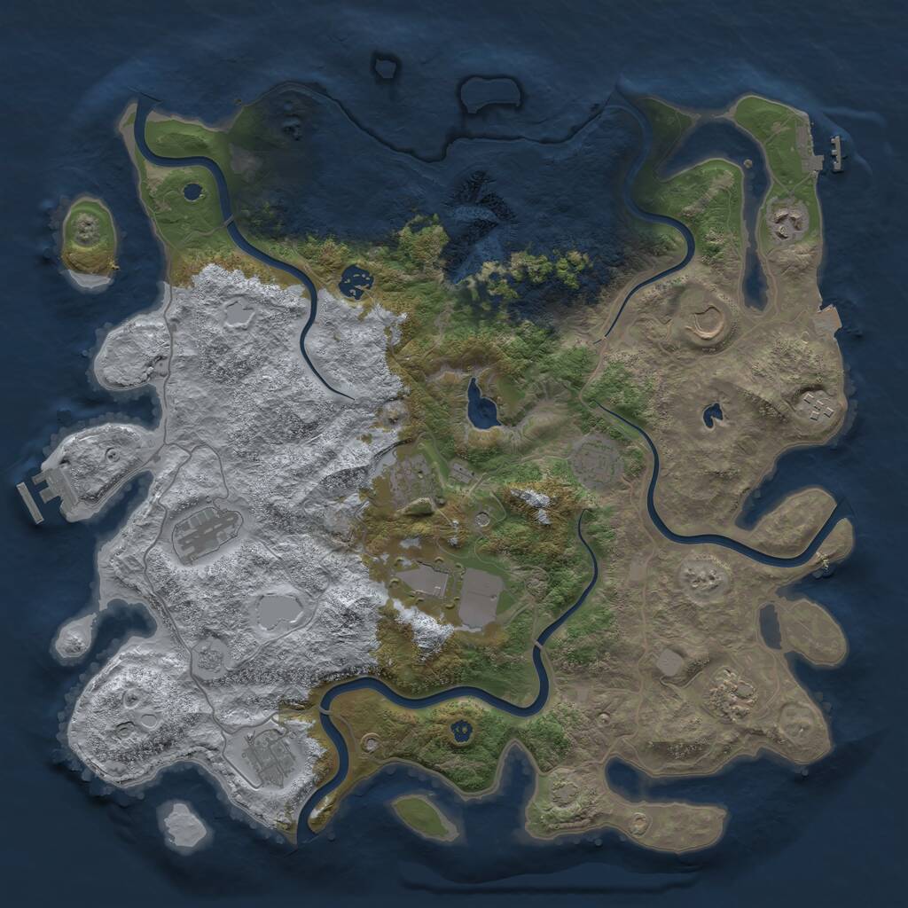 Rust Map: Procedural Map, Size: 4200, Seed: 1410772365, 16 Monuments