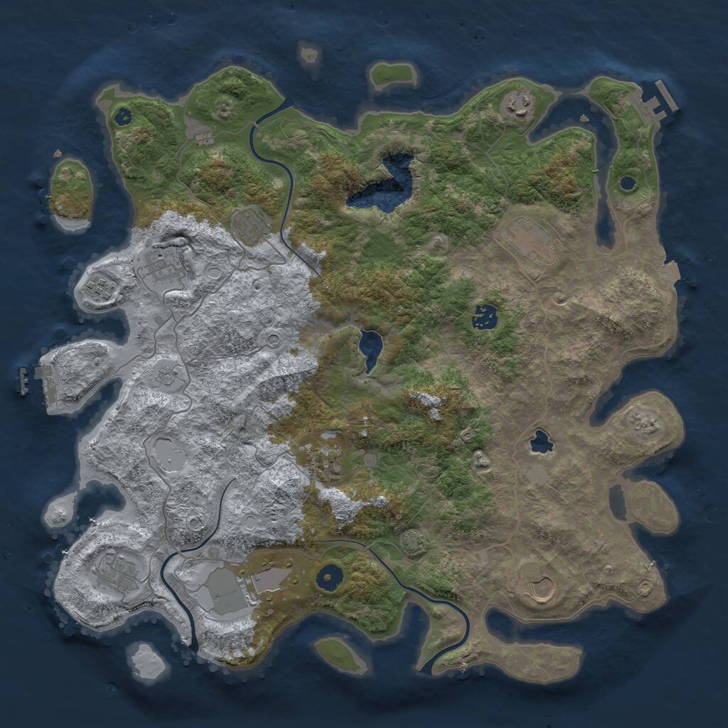 Rust Map: Procedural Map, Size: 4200, Seed: 1410772365, 16 Monuments