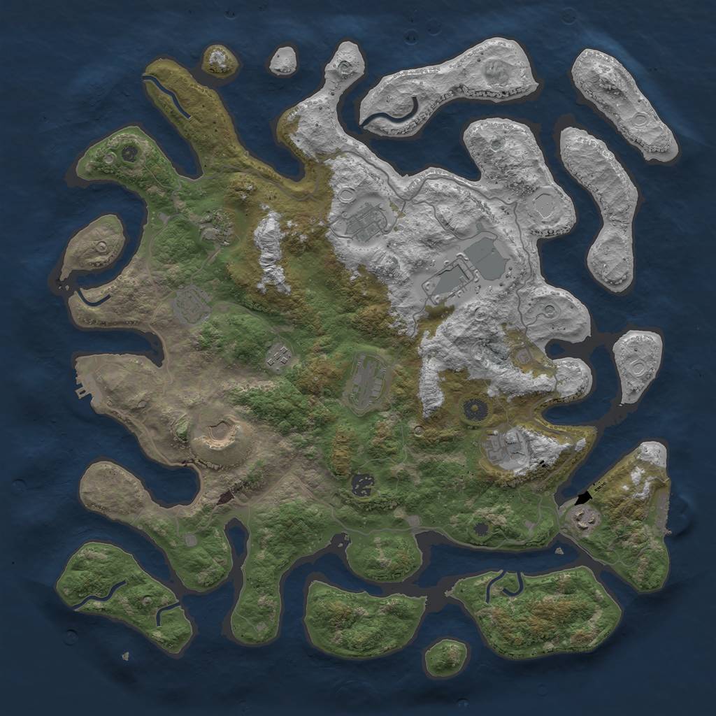 Rust Map: Procedural Map, Size: 4500, Seed: 45451236, 21 Monuments