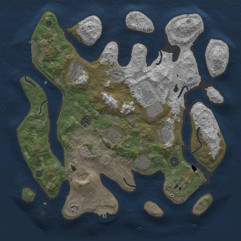 Rust Map: Procedural Map, Size: 3800, Seed: 4294785, 21 Monuments