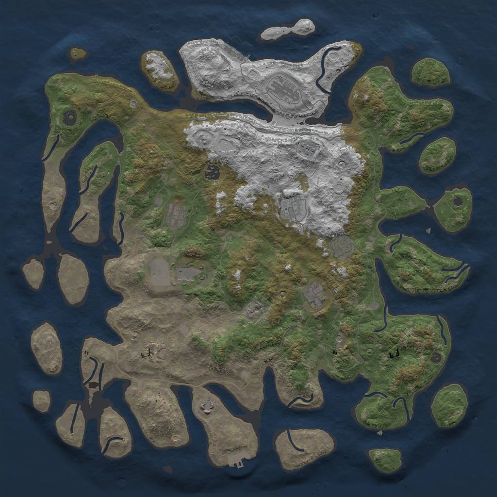 Rust Map: Procedural Map, Size: 4800, Seed: 48097, 21 Monuments