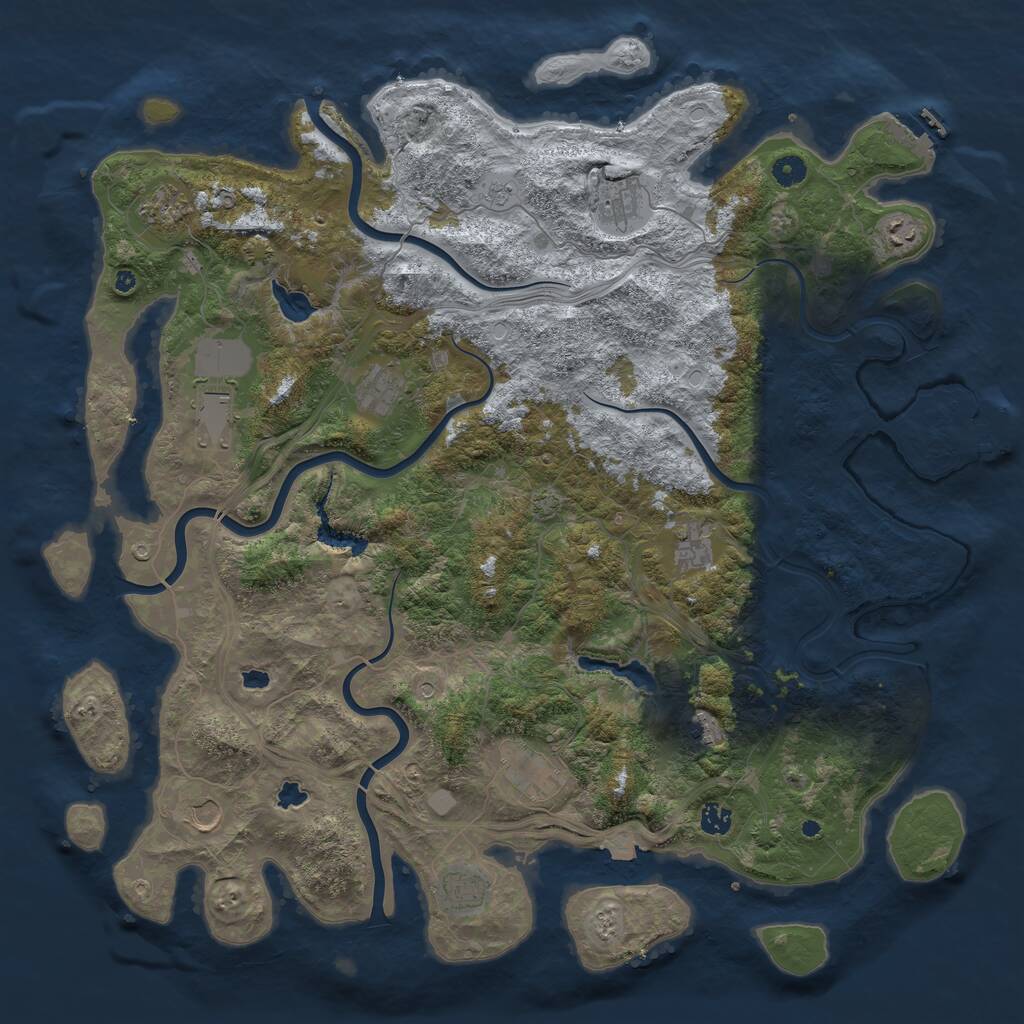 Rust Map: Procedural Map, Size: 4800, Seed: 48097, 17 Monuments