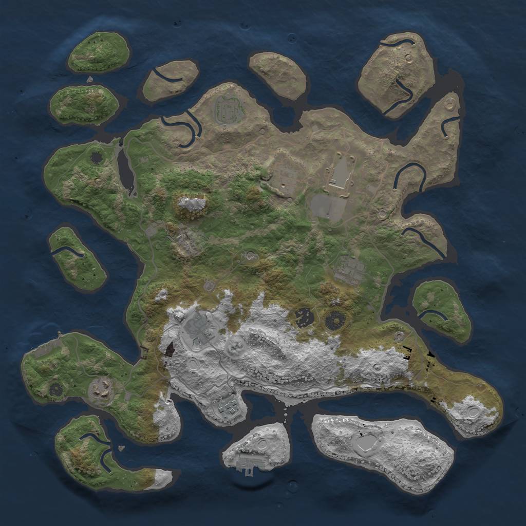 Rust Map: Procedural Map, Size: 4000, Seed: 353616268, 19 Monuments