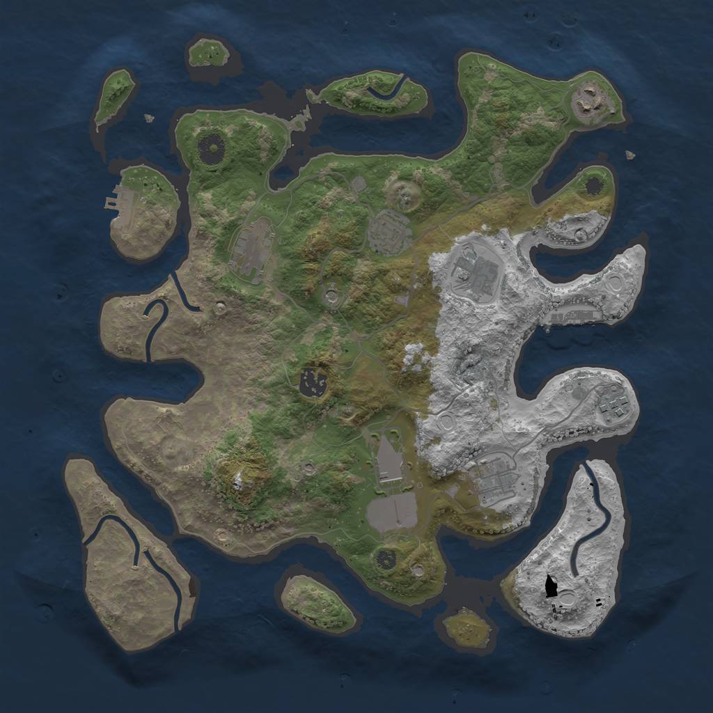 Rust Map: Procedural Map, Size: 3700, Seed: 25758483, 19 Monuments