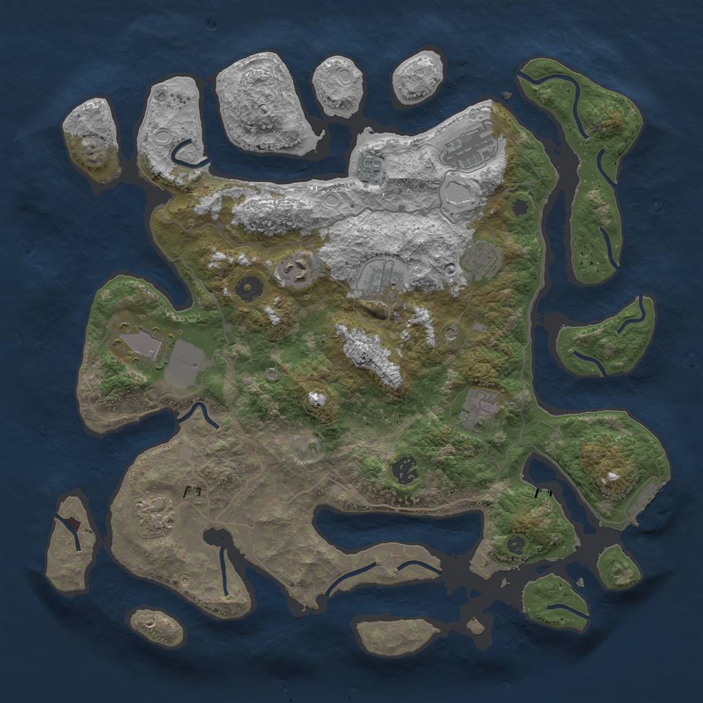 Rust Map: Procedural Map, Size: 4000, Seed: 503004831, 19 Monuments