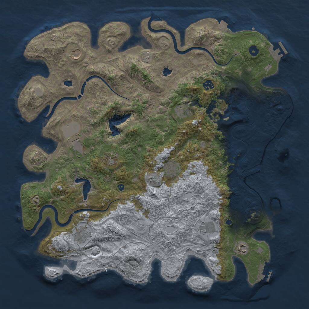 Rust Map: Procedural Map, Size: 4500, Seed: 1162348035, 16 Monuments